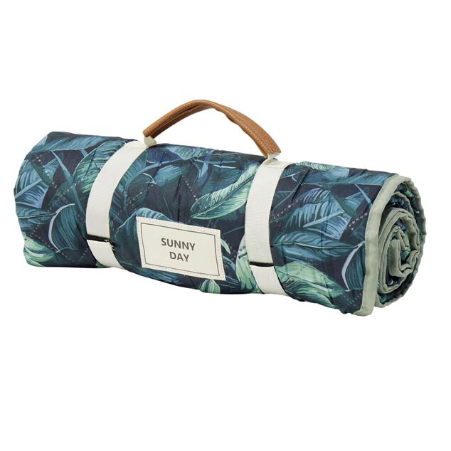 Tapis pique-nique motif feuillage exotique vert 130x170cm