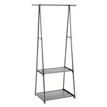 Portant v&ecirc;tements ajustable m&eacute;tal noir 2 tablettes 78x40xH160cm