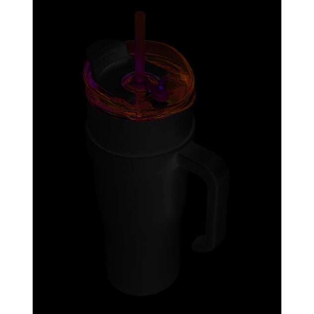 Mug isotherme en inox 1,2L avec paille et poign&eacute;e