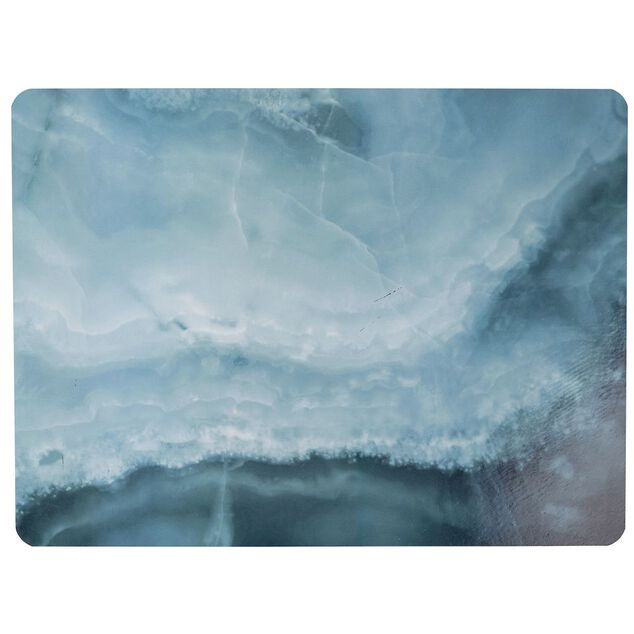 Set de table restangulaire plastique effet marbre Onyx bleu