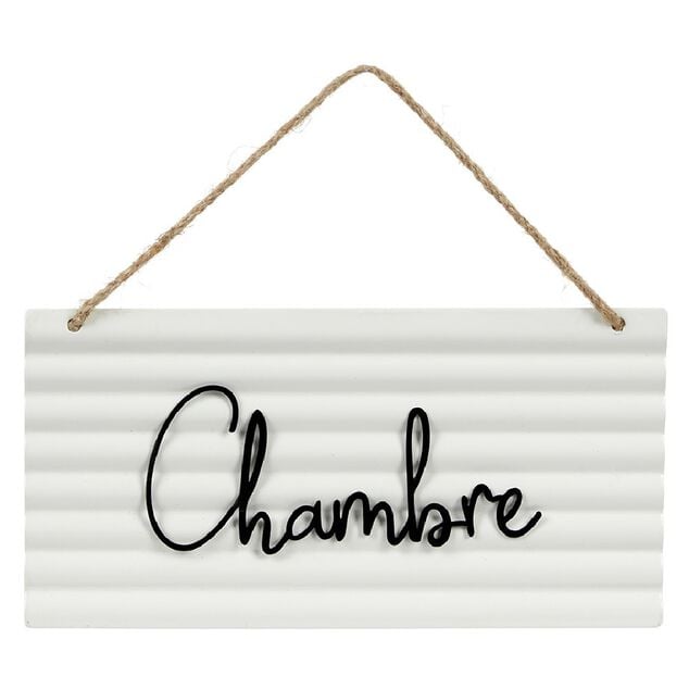 Pancarte décorative pièces de la maison en métal blanc