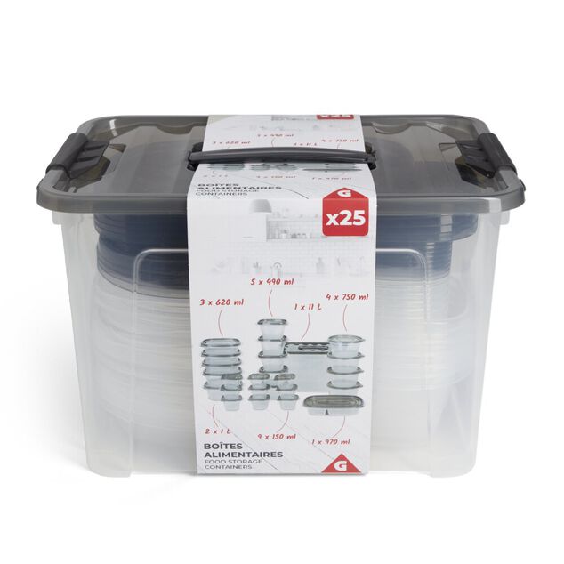 Lot de 25 boîtes alimentaires 150ml à 11L