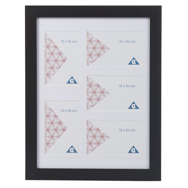 Pêle mêle en bois noir L45X35 cm 5 vues 10x15cm