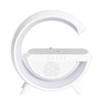 Enceinte multifonction forme G lampe et chargeur à induction