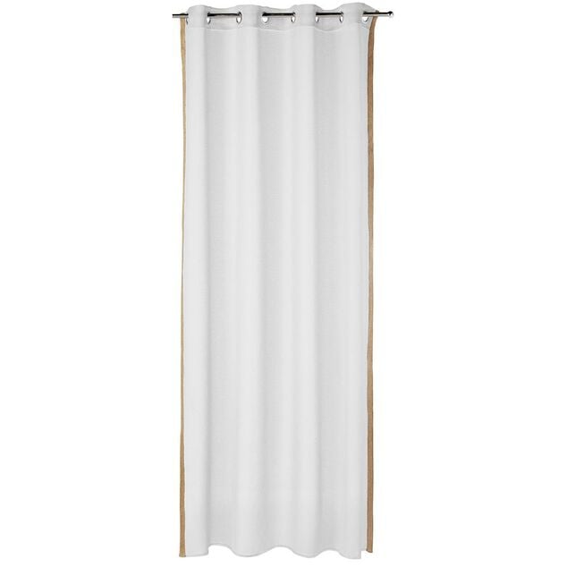 Voilage &agrave; oeillets Dolly uni avec bord en jute 140x240 cm