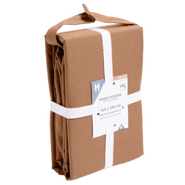 Drap housse 140x190cm 100% coton percale rouge