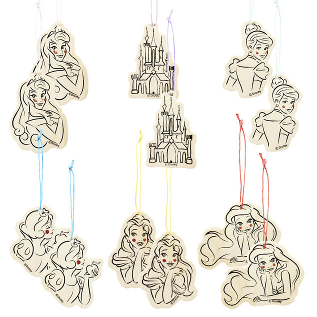 Suspension de No&euml;l en bois Disney Princesses x12