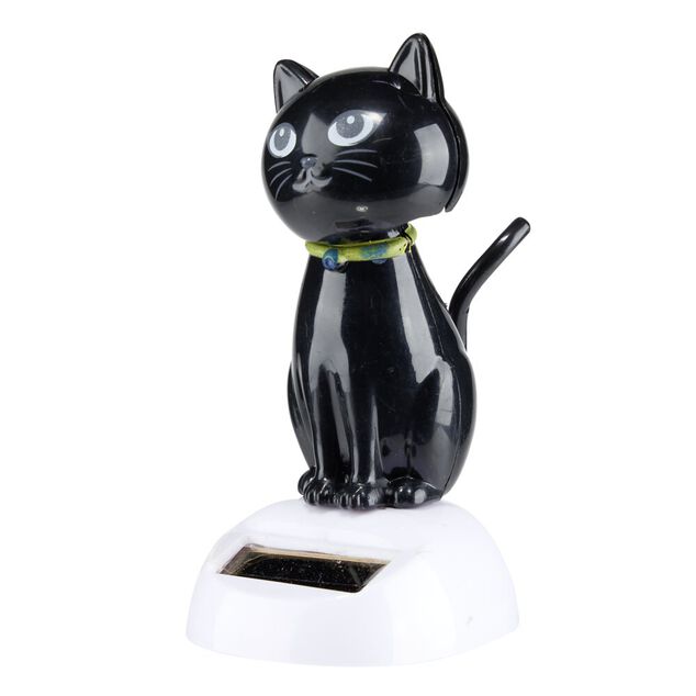Figurine solaire dansante chat assis H10cm (3 mod&egrave;les)
