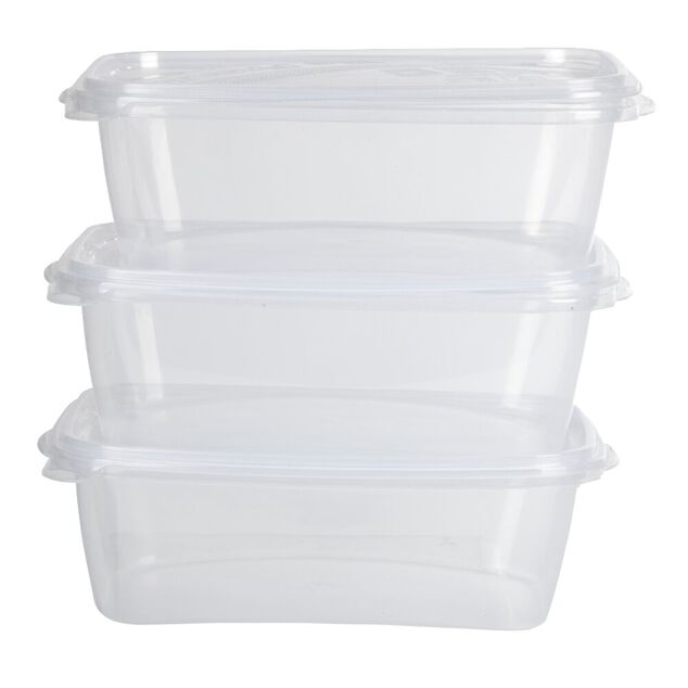 Bo&icirc;te alimentaire 1,2 L transparente x3