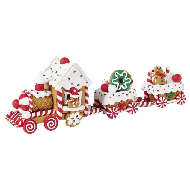 D&eacute;coration de No&euml;l petit train pain d'&eacute;pice &agrave; poser