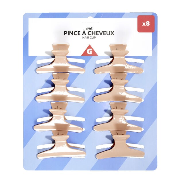Lot de 8 pinces &agrave; cheveux noir ou rose - 2 coloris