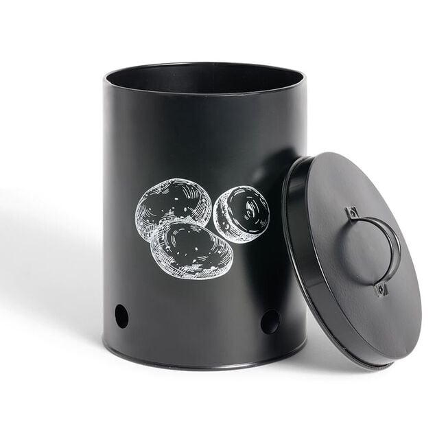 Bo&icirc;te de conservation pour pommes de terre en m&eacute;tal noir