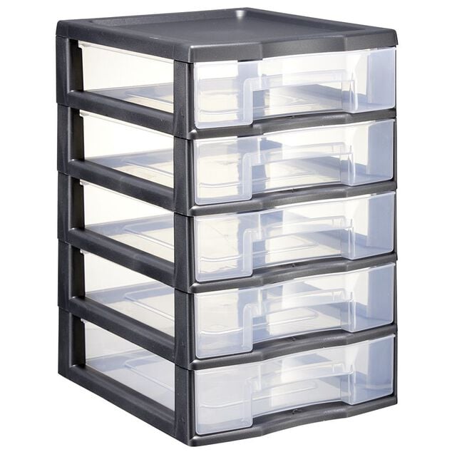 Tour de rangement 5 tiroirs format A6+ noir