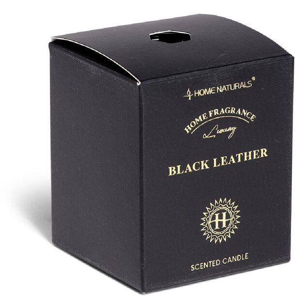 Bougie senteur cuir dans pot en verre &Oslash;6,4xH7,9cm noir