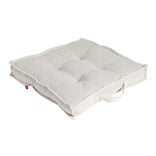 Coussin de sol carr&eacute; motif feuillage blanc &eacute;cru 40x40cm
