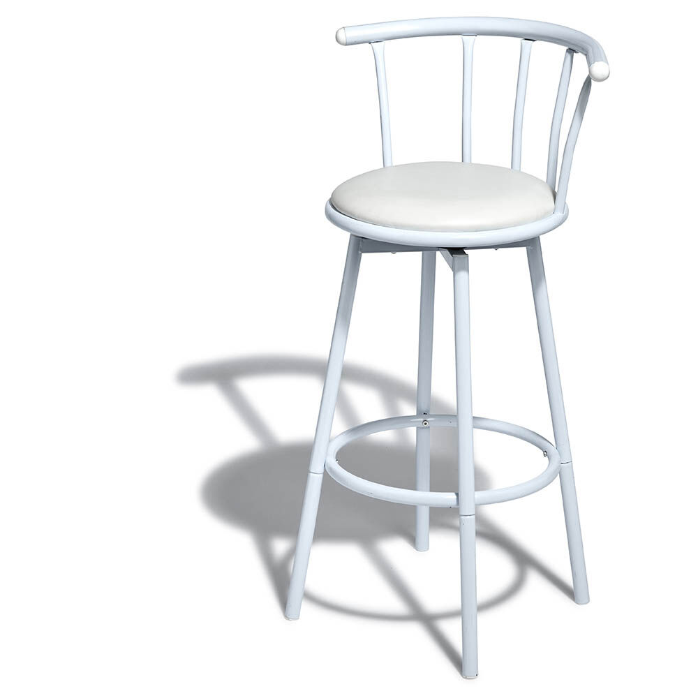 Tabourets De Bar Rotatifs Baroni Home - Lot De 2 - Hauteur Réglable 64-86cm - Blanc - Anti-Rayures - Repose-Pieds