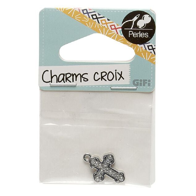 Accessoire bijou charms Croix m&eacute;tal + pierre