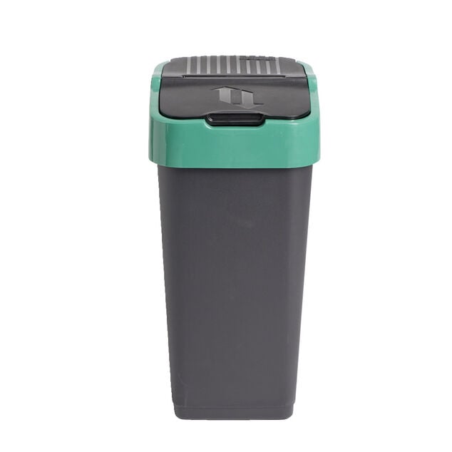 Poubelle de tri pour verre 35L plastique vert et noir