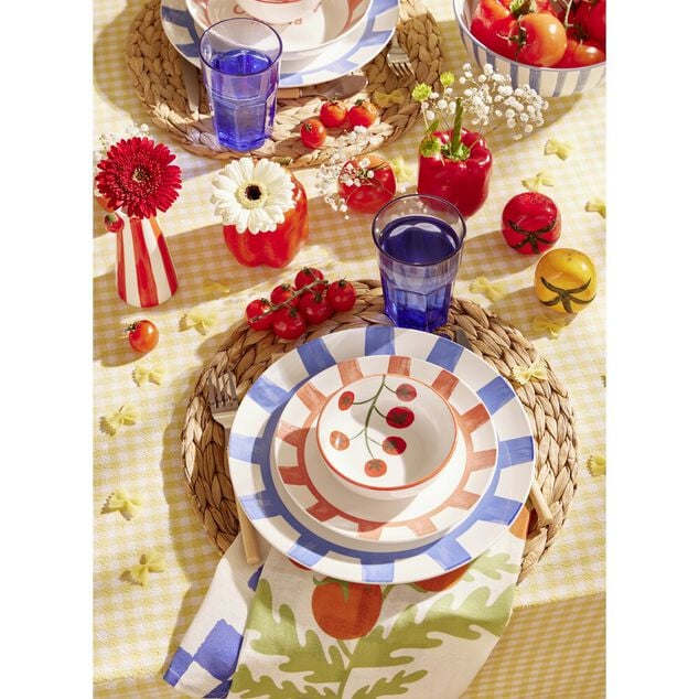 Bol porcelaine blanc motif grappe de tomate &Oslash;12xH10cm