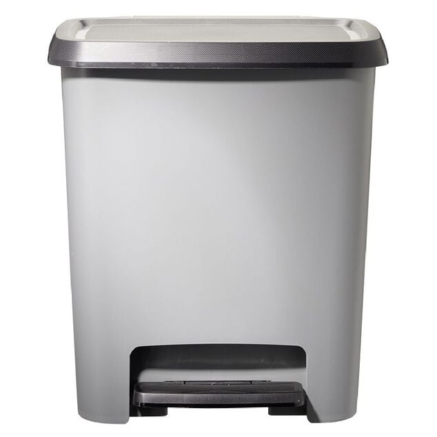 Poubelle &agrave; p&eacute;dale plastique gris 25L