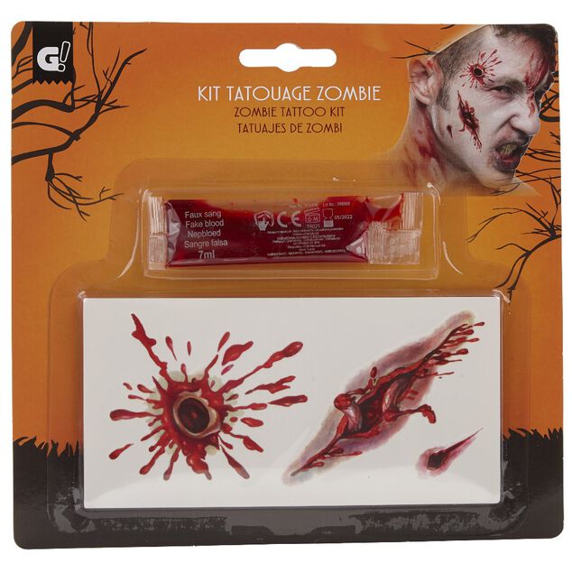 Kit tatouage zombie Halloween (4 mod&egrave;les)