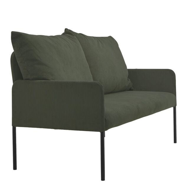 Canap&eacute; Haly 2 places tissu vert kaki 144xH96x76.5cm