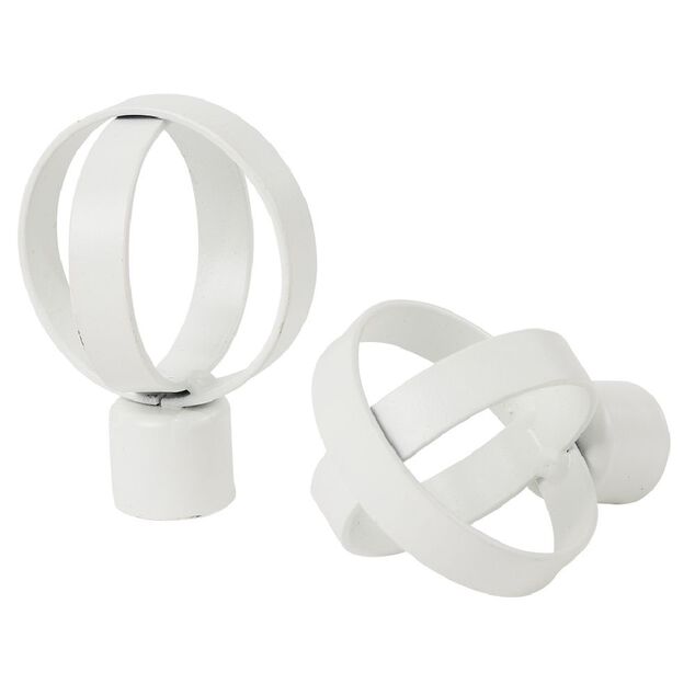 Embout tringle &agrave; rideau &Oslash;20mm m&eacute;tal forme anneau blanc mat x2