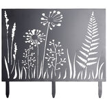 Bordure de jardin m&eacute;tal gris motif v&eacute;g&eacute;tal ajour&eacute; L50xH43cm