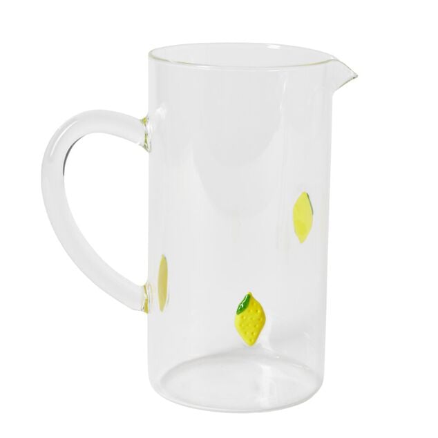 Carafe en verre transparent motif relief citron jaune &Oslash;10xH21cm