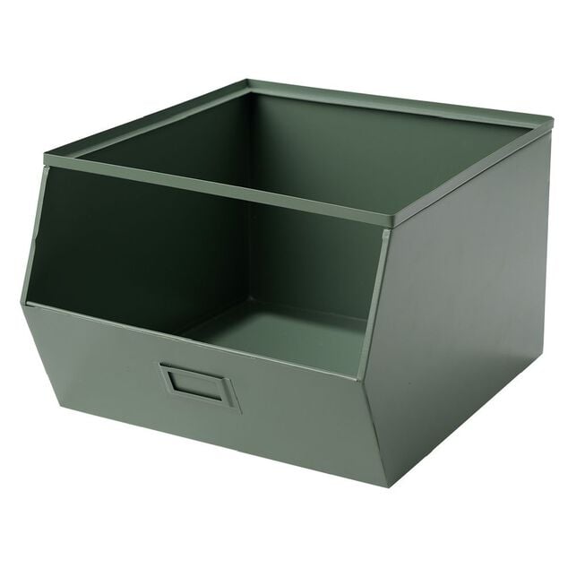 Bac superposable en m&eacute;tal vert - L33 x l25 x H28,5 cm