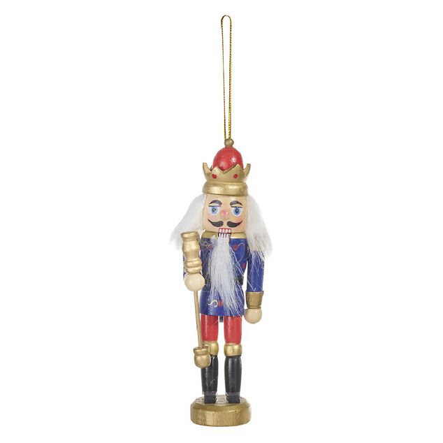 Suspension de No&euml;l soldat Casse Noisette en bois &Oslash;5xH12cm
