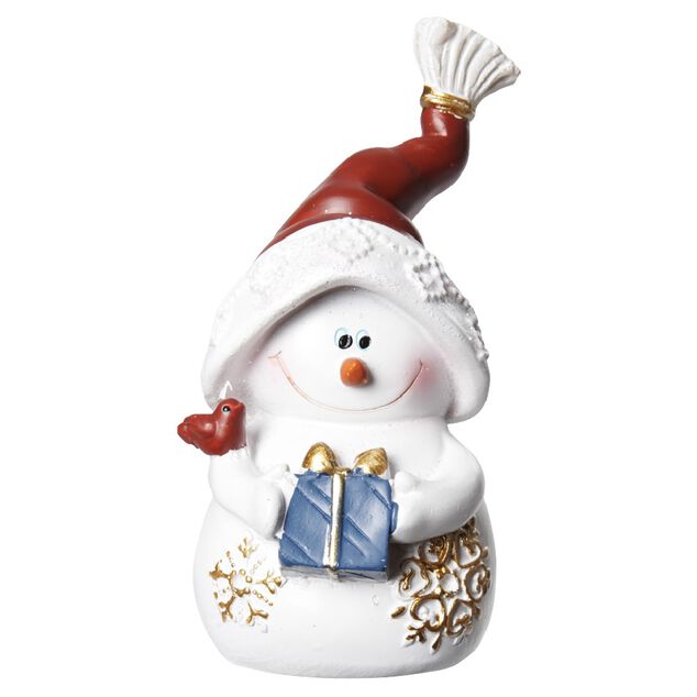 Bonhomme de neige &agrave; poser en r&eacute;sine H10cm (4 mod&egrave;les)