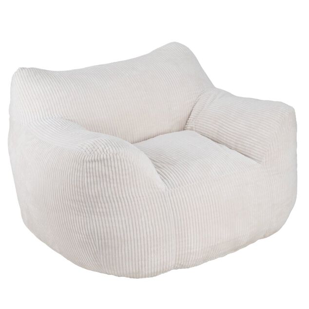 Fauteuil pouf Haly tissu c&ocirc;tel&eacute; beige 116x98xH75cm