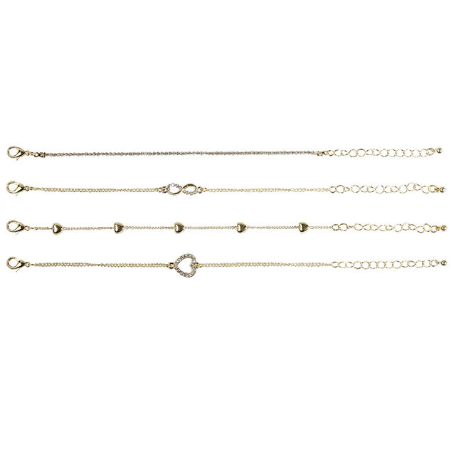 Collier x4 fantaisie coeur métal doré Ø16cm