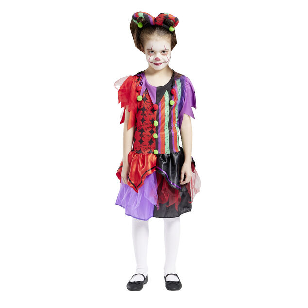D&eacute;guisement enfant clown serre-t&ecirc;te et robe 7/10 ans