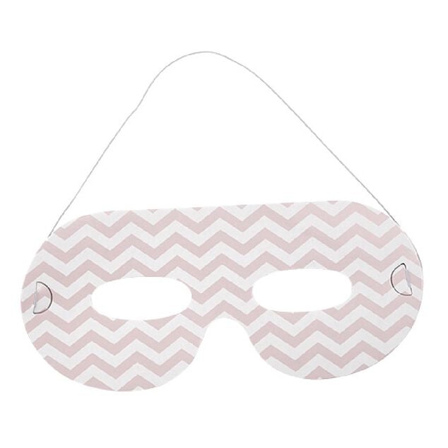 Masque de f&ecirc;te motif zig zag blanc et rose en carton x 8