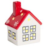 Maisonnette lumineuse 1LED céramique rouge et blanc H12cm