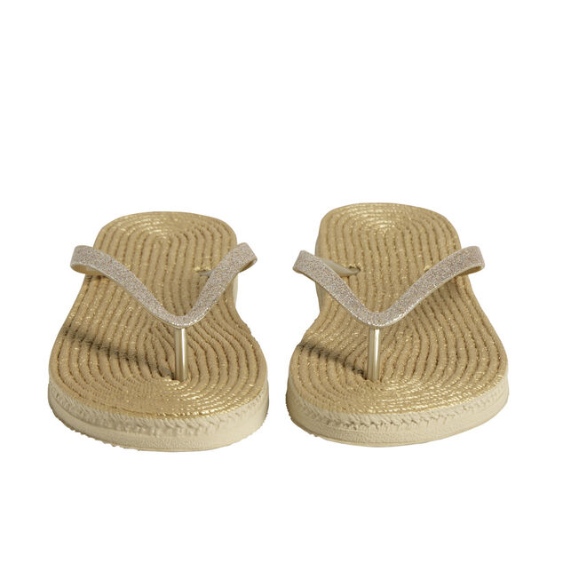 Tongs femme plastique semelle effet corde lanières pailletées marron 36/37