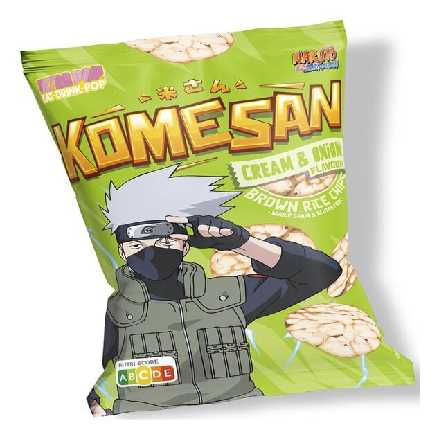 Chips de riz brun Komesan go&ucirc;t cr&egrave;me et oignon Kakashi Naruto 60gr