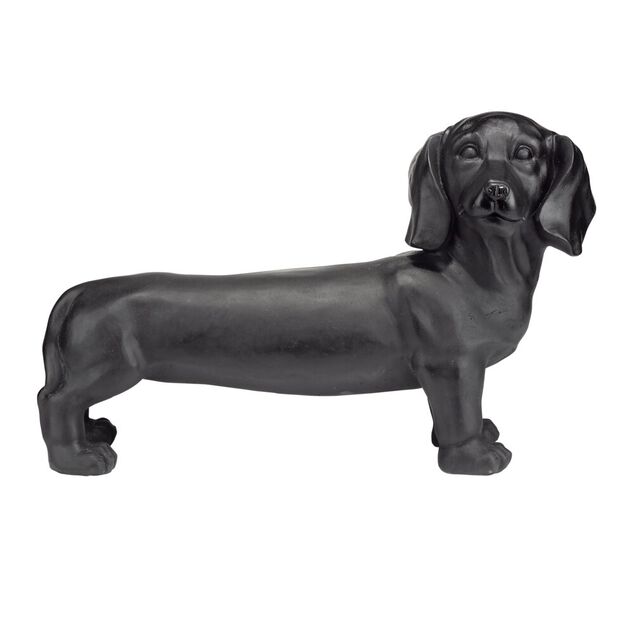 Statue chien teckel en r&eacute;sine grand mod&egrave;le L56xH35cm (2 mod&egrave;les noir ou blanc)