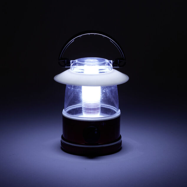 Lampe de camping lanterne portative avec LED plastique rouge Ø9xH13cm