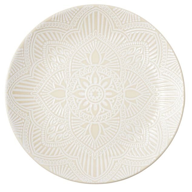 Assiette creuse ronde Sahara arabesque c&eacute;ramique beige &Oslash;27cm