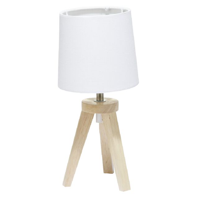 Lampe tr&eacute;pied &agrave; poser en bois
