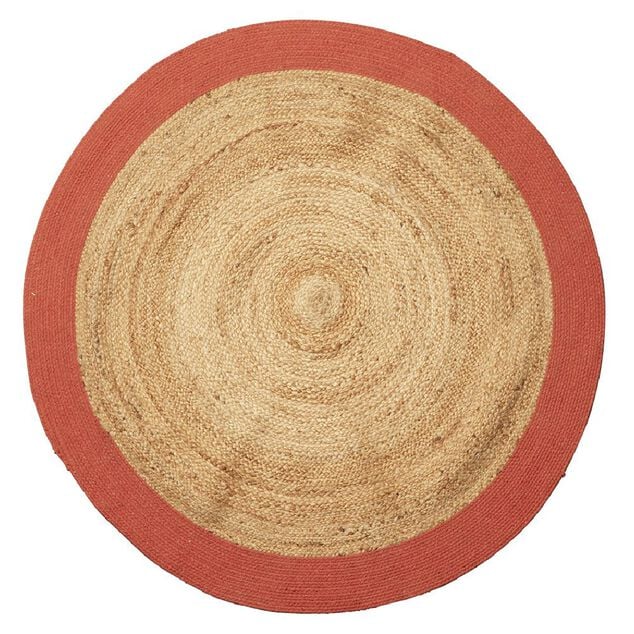 Tapis jute et coton &Oslash;120cm terracotta