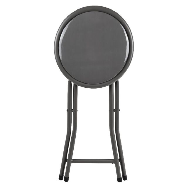 Tabouret pliant Aiden métal et pvc Gris L.30 x P.35 x H.45 cm