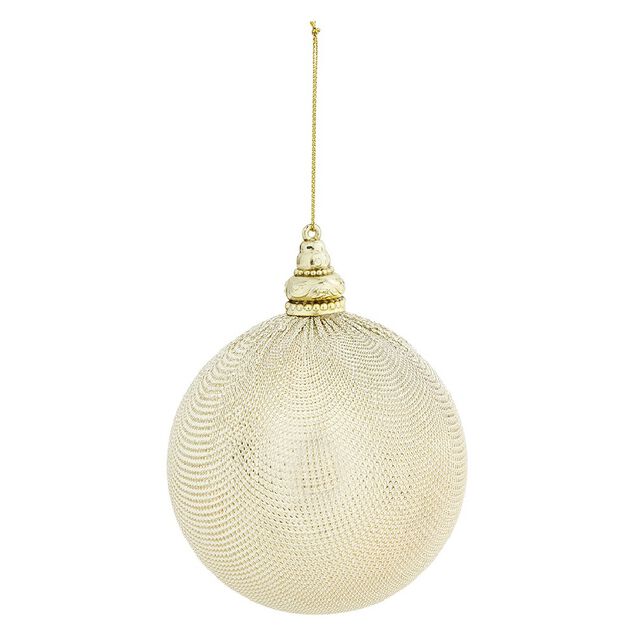 Boule de No&euml;l en acrylique beige dor&eacute; &Oslash;10 cm