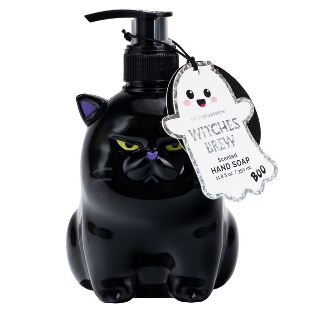 Savon liquide mains Halloween 310ml chat grincheux pompe plastique noir H13cm
