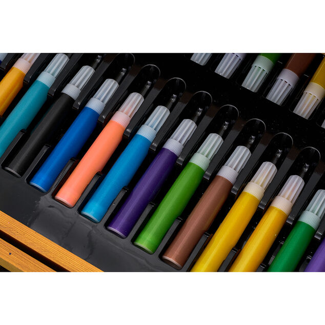 Coffret artiste en bois dessin et peinture 174 pi&egrave;ces