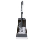 Brosse WC avec support et brossette int&eacute;gr&eacute;e noir et blanc