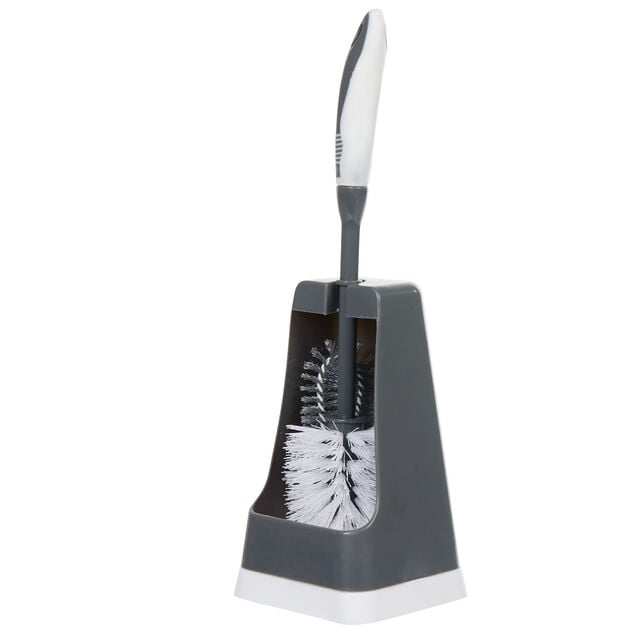 Brosse WC avec support et brossette intégrée noir et blanc